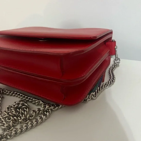 Like New Salar Fringed Red Leather Crossbody Bag Purse with Multicolor Layers - Picture 12 of 13